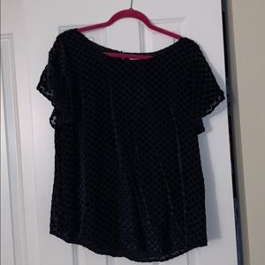 Navy polka dot blouse